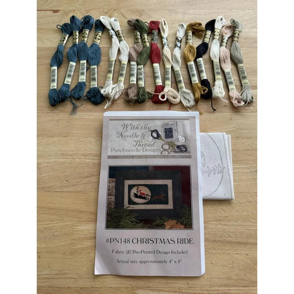 With Thy Needle & Thread Punchneedle Kit PN148 Christmas Ride Brenda Gervais